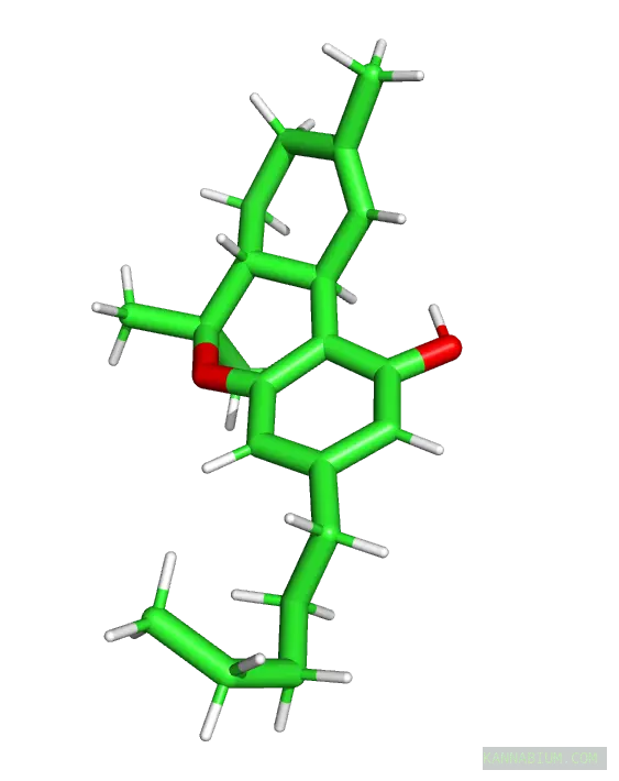 Three-dimensional stick rendering of delta-9-THC